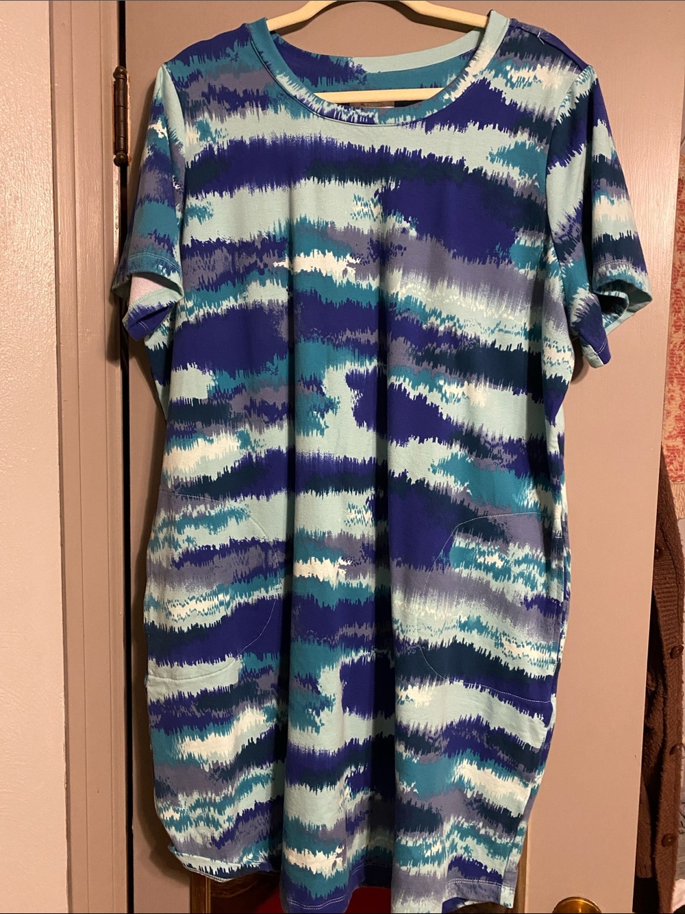 Blue Multi Wave-Print Mini Dress